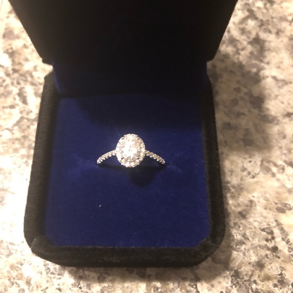 New Certified 1ct. Oval Cut Diamond Moissanite Engagement Ring - Picture 10 of 12